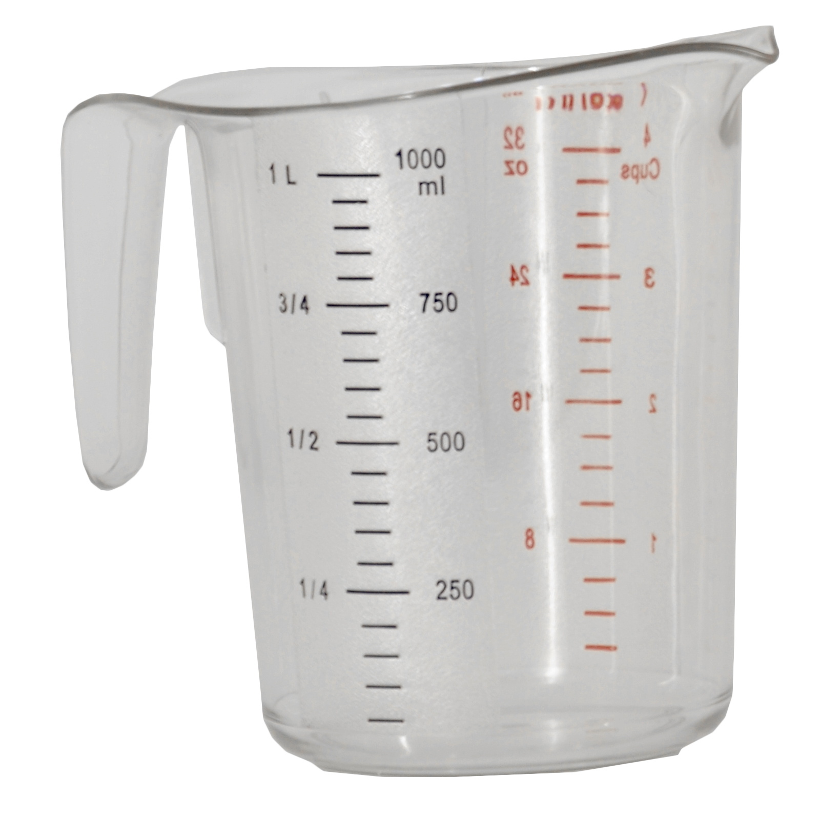 1 QT / 1000 ml Clear Polycarbonate Measuring Cup Omcan